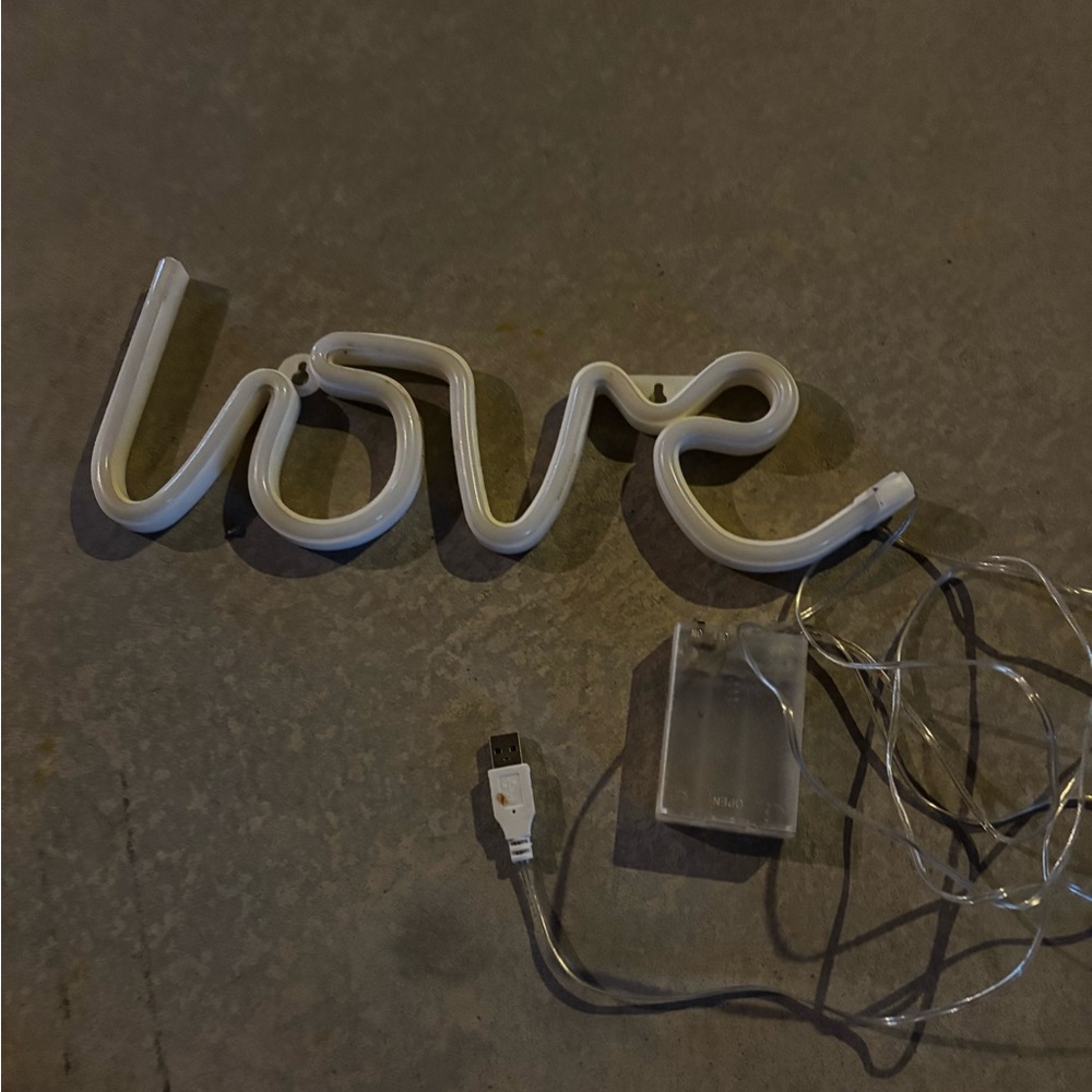 White Neon Love Sign with USB